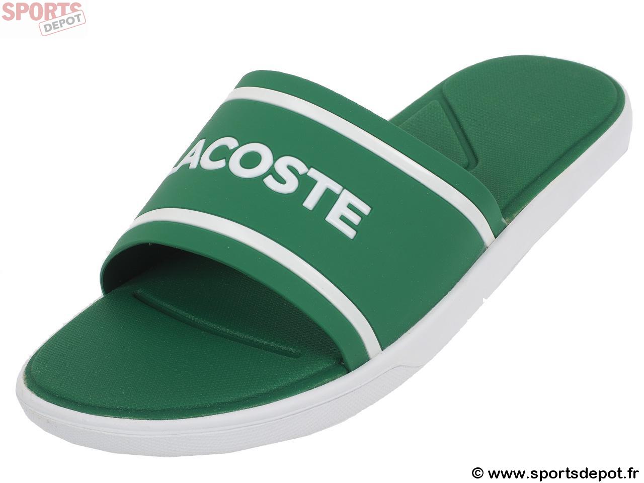 claquette lacoste blanche et verte